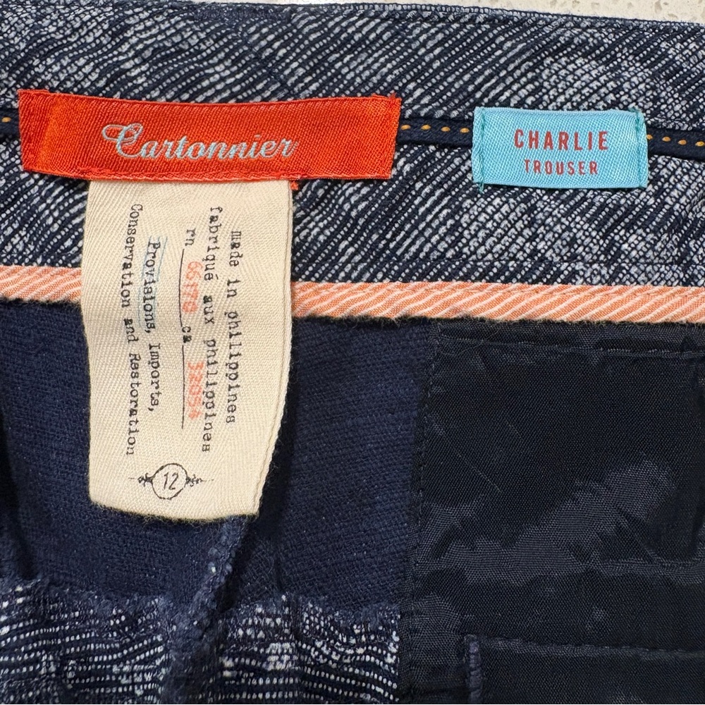 Cartonnier for Anthropologie Blue Cropped Charlie Trousers Size 12 - Picture 6 of 8